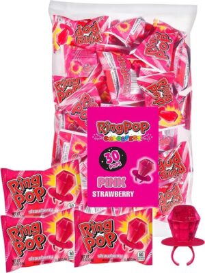 Ring Pop All Pink Strawberry Lollipop Candy 30ct